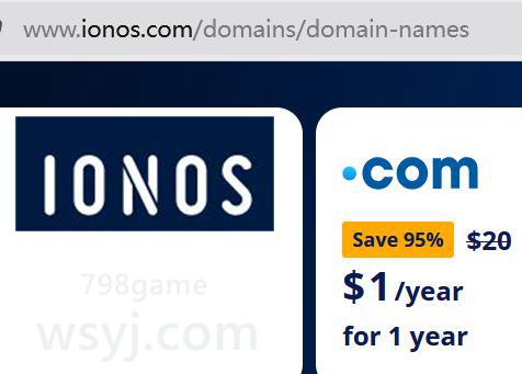 IONOS 1美元买.com域名,怎么最后变成5美元